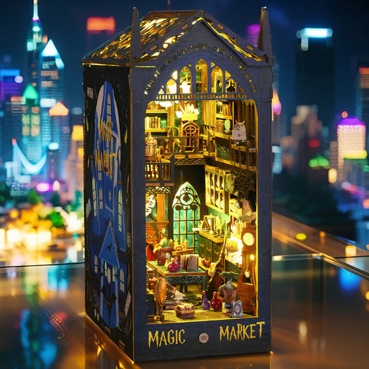 Magic Fair 3D Puzzle House – DIY Miniature Fairytale Building Kit with LED Lights (Chinese & English Editions, Wooden Model for All Ages)
