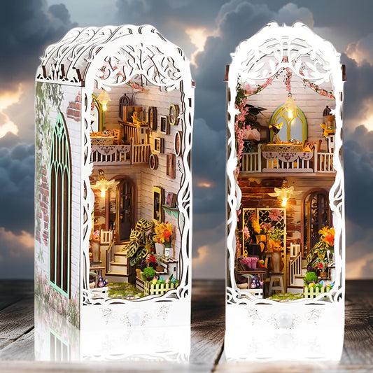 Flower Shop Book Nook Kit – DIY Miniature Street Scene with Touch‑LED, Vintage Decor & Wooden Puzzle for Adults & Teens
