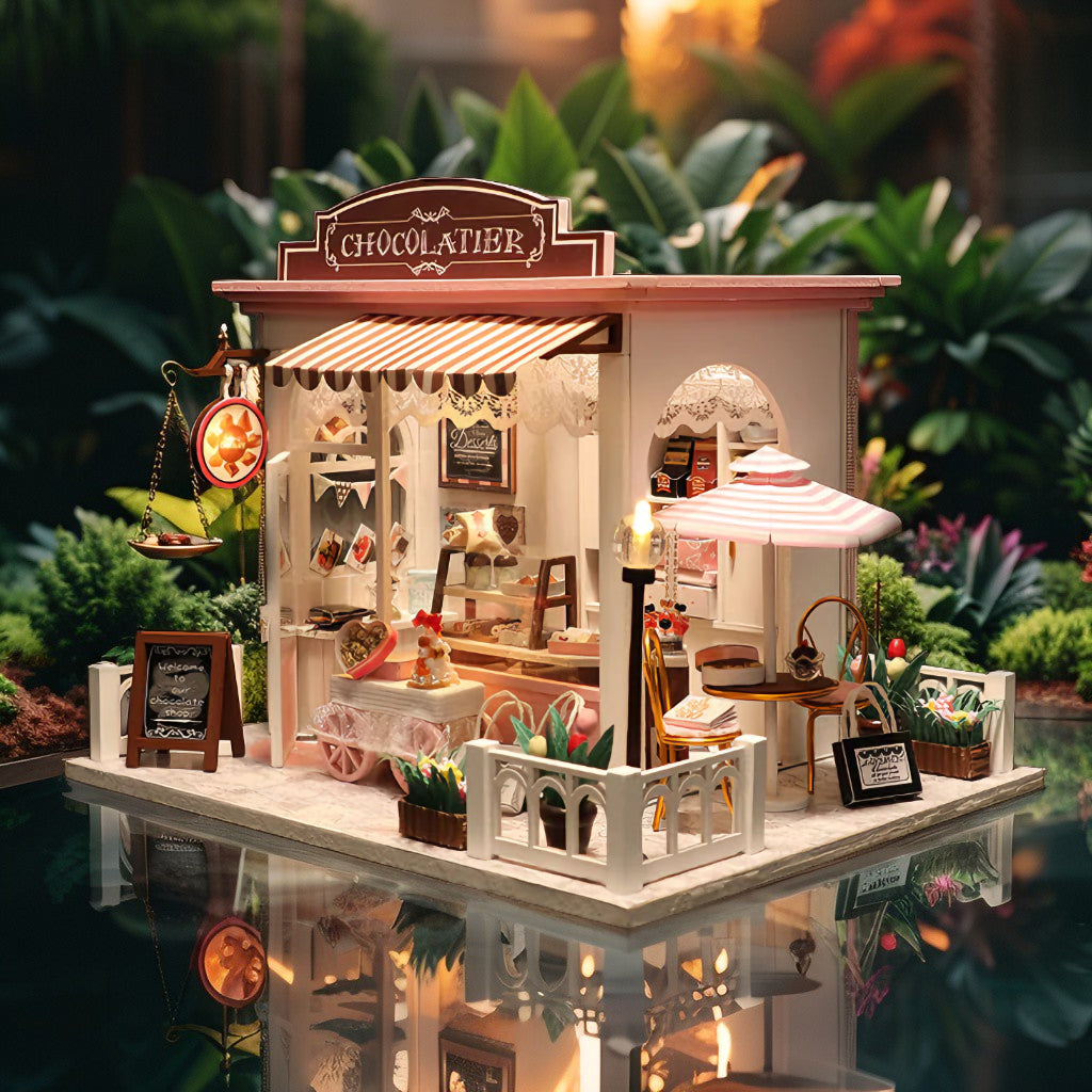 DIY Chocolatier Shop Miniature Kit | Parisian Pâtisserie with Tools & Glue Included