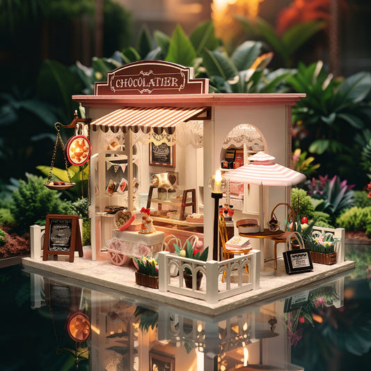 DIY Chocolatier Shop Miniature Kit | Parisian Pâtisserie with Tools & Glue Included