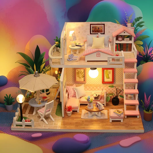 Pink Loft Cottage DIY Miniature Kit | Cute & Cozy Dream House
