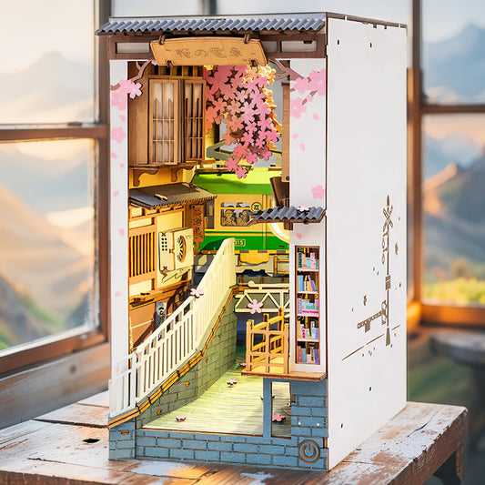 Sakura Tram DIY Book Nook | Japanese Cherry Blossom Miniature Kit