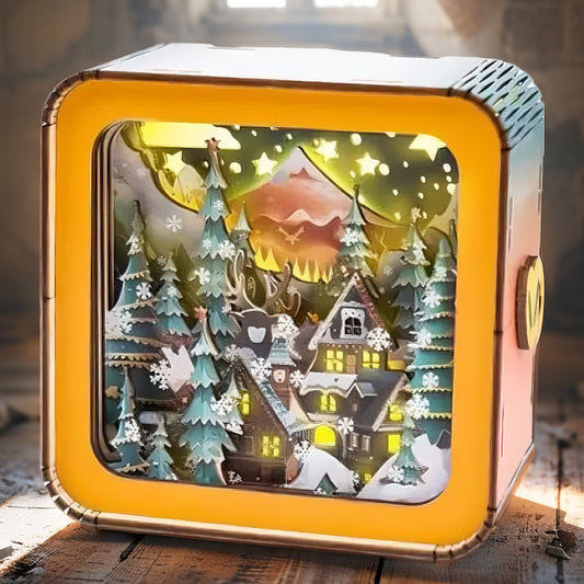 North Star Village DIY Light Box | 3D Layered Wooden Christmas Puzzle
