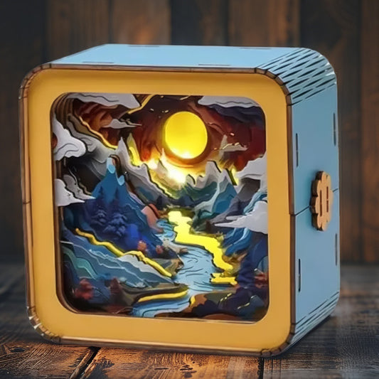 Mountain River DIY Light Box | 3D Layered Wooden Art Puzzle