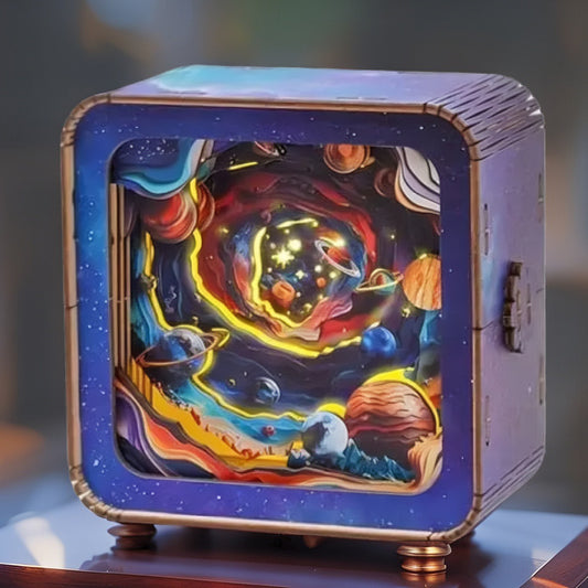 Cosmic Voyage DIY Light Box | 3D Layered Wooden Galaxy Puzzle