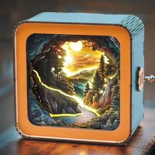 Sunrise Forest DIY Light Box | 3D Layered Wooden Art Puzzle