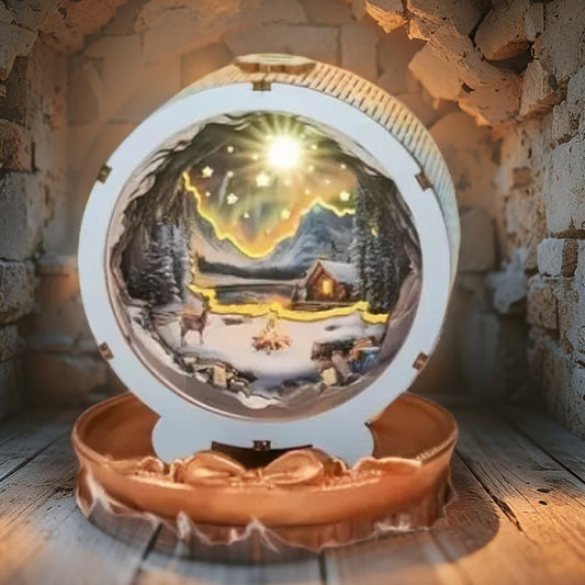Starry Winter Night DIY Light Box | 3D Layered Wooden Puzzle Ornament