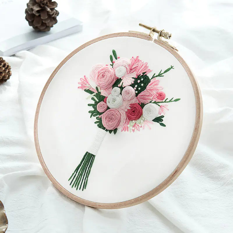 💐 Embroidery DIY Material Set – Floral Bouquet Collection (10 Expressive Styles)