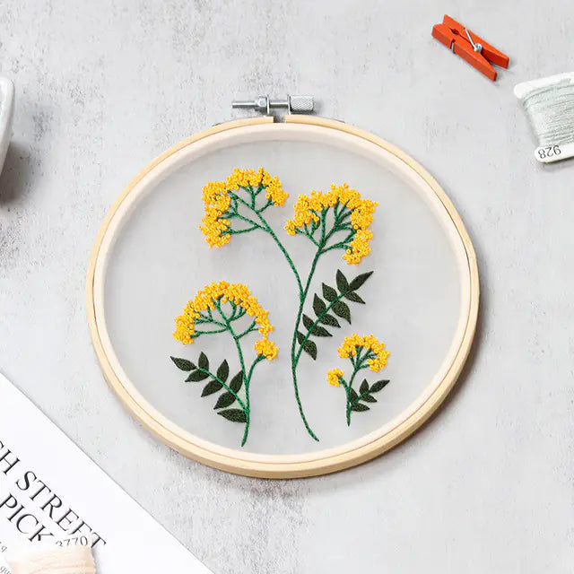 ✨ DIY Transparent Fabric Embroidery Kit – 4 Designs | With or Without Hoop