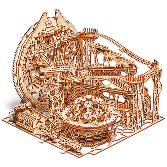 Wood Trick “Galaxy” – Grand 3D Wooden Marble Run Roller Coaster with Electric Motor & Planetary Motion (678 Pieces)