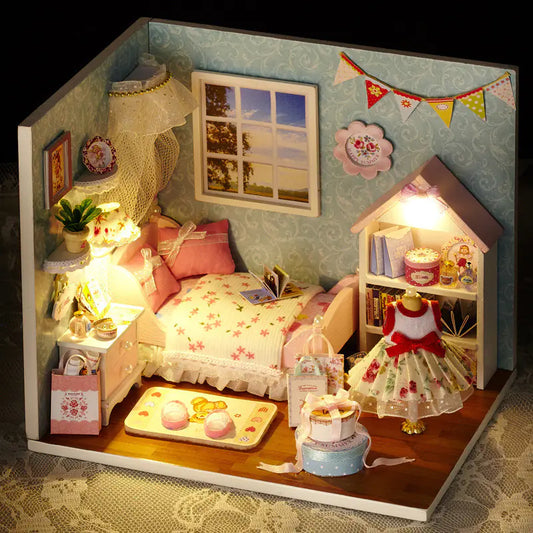 Sky City Bedroom – DIY Miniature Wooden House Kit with Music & LED | Handcrafted Decor for Adults & Teens
