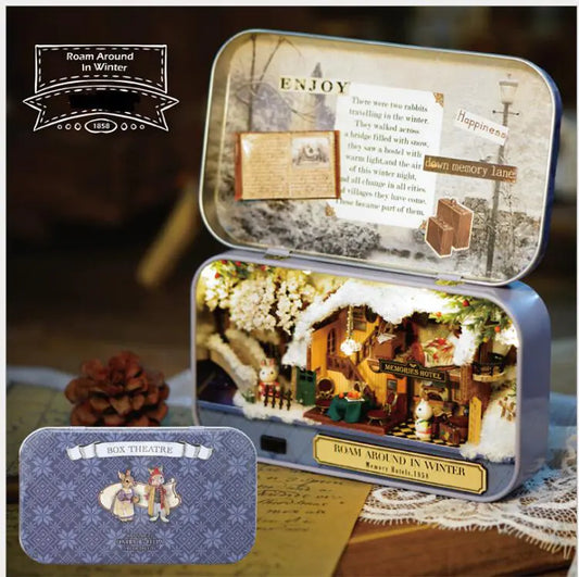 🌸🚂 Winter Wanderings – Miniature Dollhouse in a Keepsake Tin | Handcrafted DIY Scene with LED & Storybook Charm