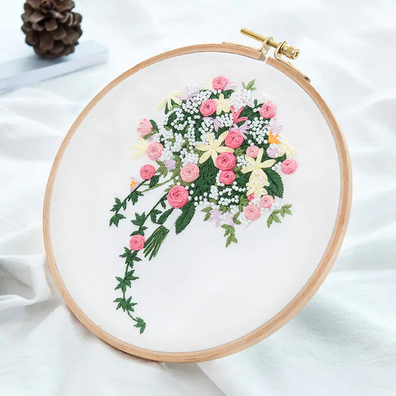 💐 Embroidery DIY Material Set – Floral Bouquet Collection (10 Expressive Styles)