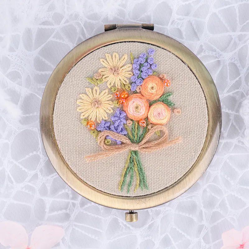 🌼 Flower Handmade Embroidery Mirror Craft – DIY Kit (9 Whimsical Variants)