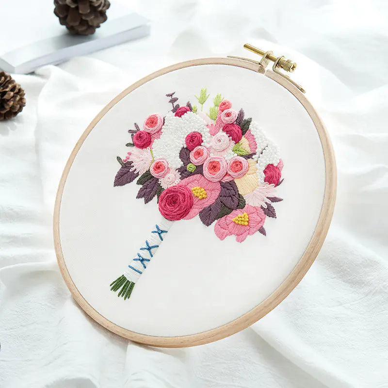 💐 Embroidery DIY Material Set – Floral Bouquet Collection (10 Expressive Styles)
