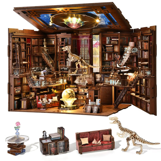 MiniCity Book Nook Kit – Beyond Library Max DIY Miniature Insert with LED Lights & Dust Cover (8–10 Hr Build)