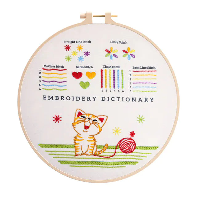 DIY Easy Embroidery Kit – Beginner‑Friendly Printed Pattern Set (18 Color Variations, Plastic or Bamboo Hoop)