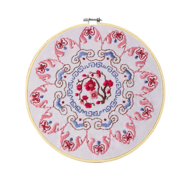 🌸 Lotus Flower DIY Embroidery Starter Kit – 4 Variants | No Hoop Included
