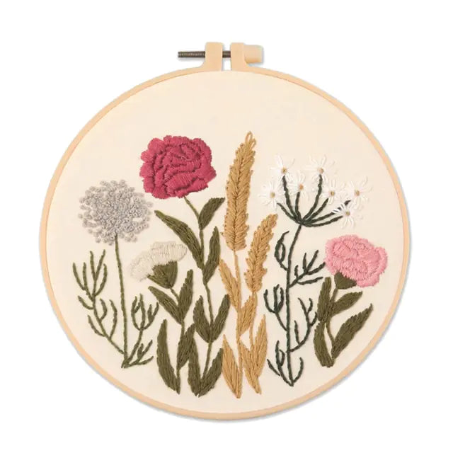 🧵 Embroidery Starter Kit – European Floral Series (4 Color Variants)