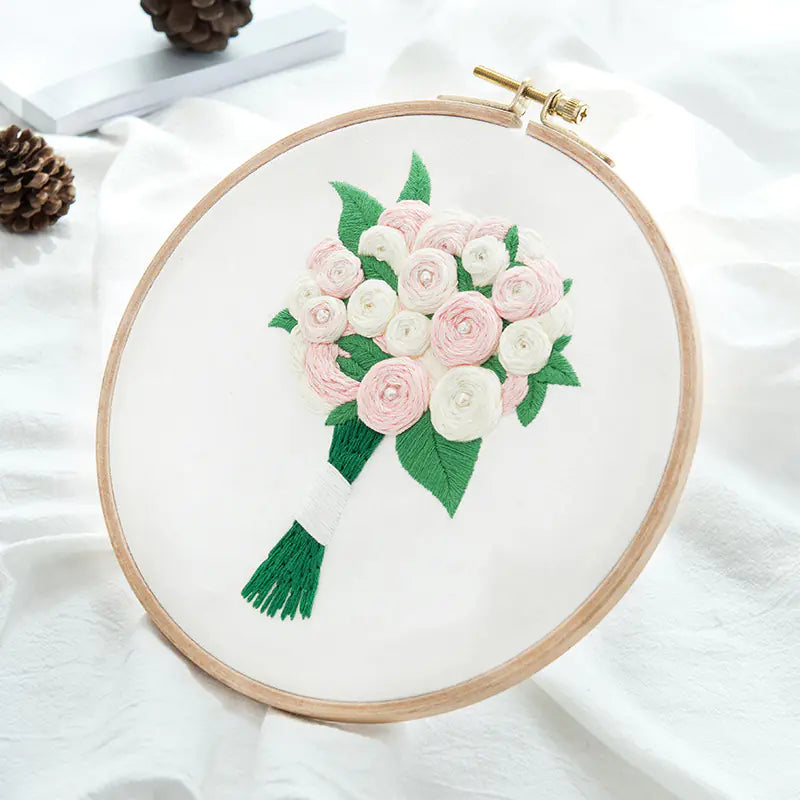 💐 Embroidery DIY Material Set – Floral Bouquet Collection (10 Expressive Styles)