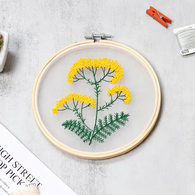 ✨ DIY Transparent Fabric Embroidery Kit – 4 Designs | With or Without Hoop