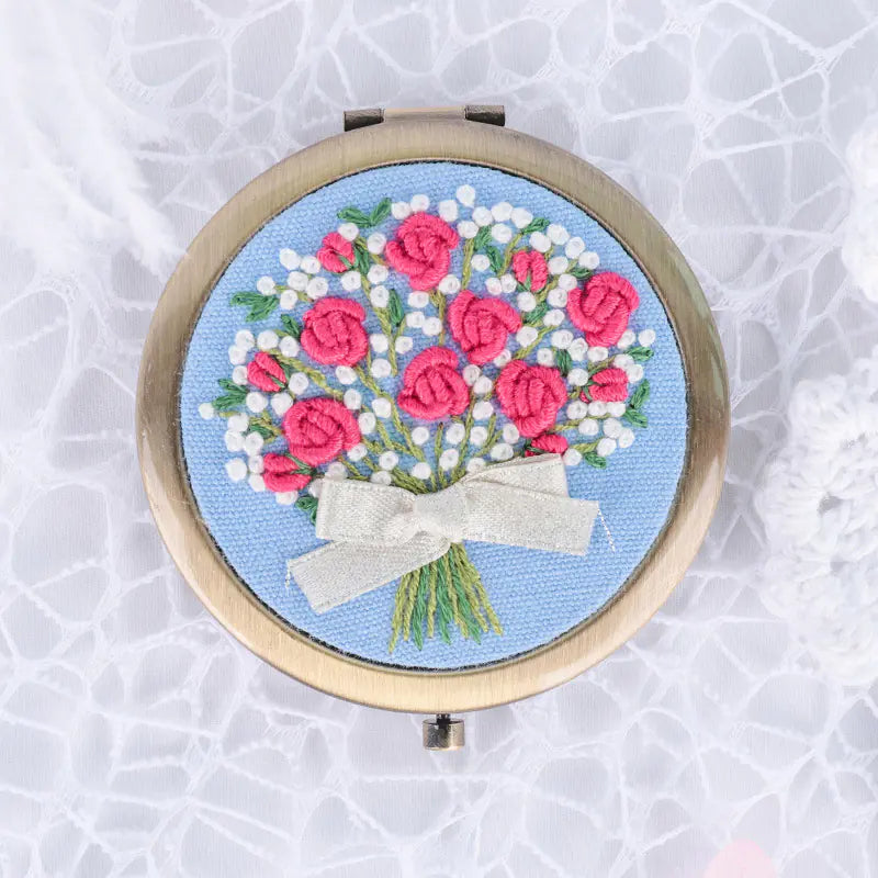 🌼 Flower Handmade Embroidery Mirror Craft – DIY Kit (9 Whimsical Variants)