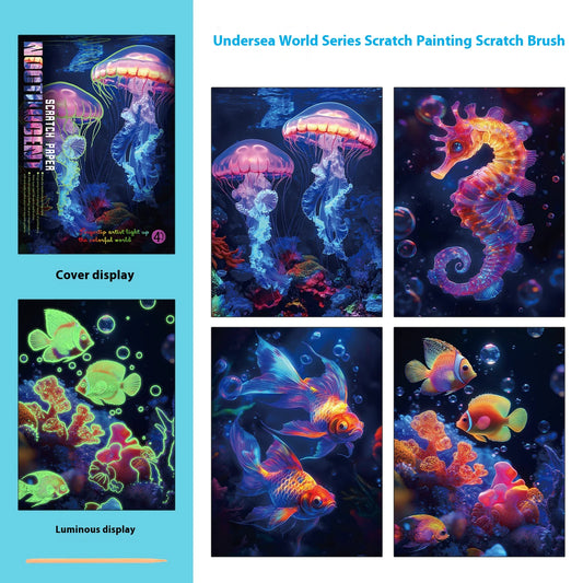 🌊 Ocean Series – Luminous Scratch Art (315 × 214 mm)